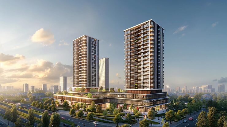 Illustrative commercial tower render, Andheri Kurla Road, Andheri East, Mumbai