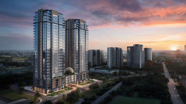 Illustrative commercial tower render, Oshiwara District Centre, Goregaon West, Mumbai